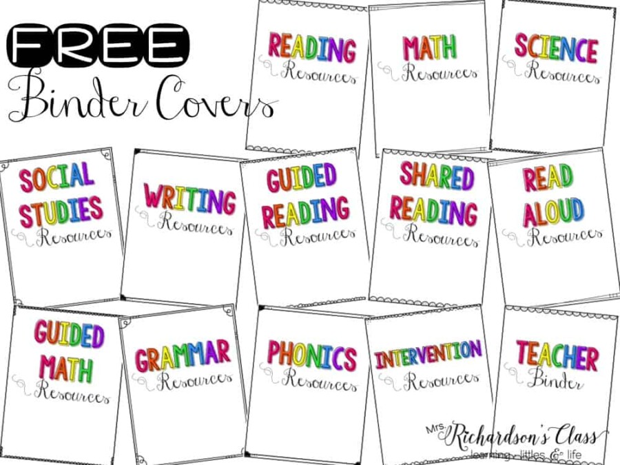 FREE Binder Covers - Mrs. Richardson's Class