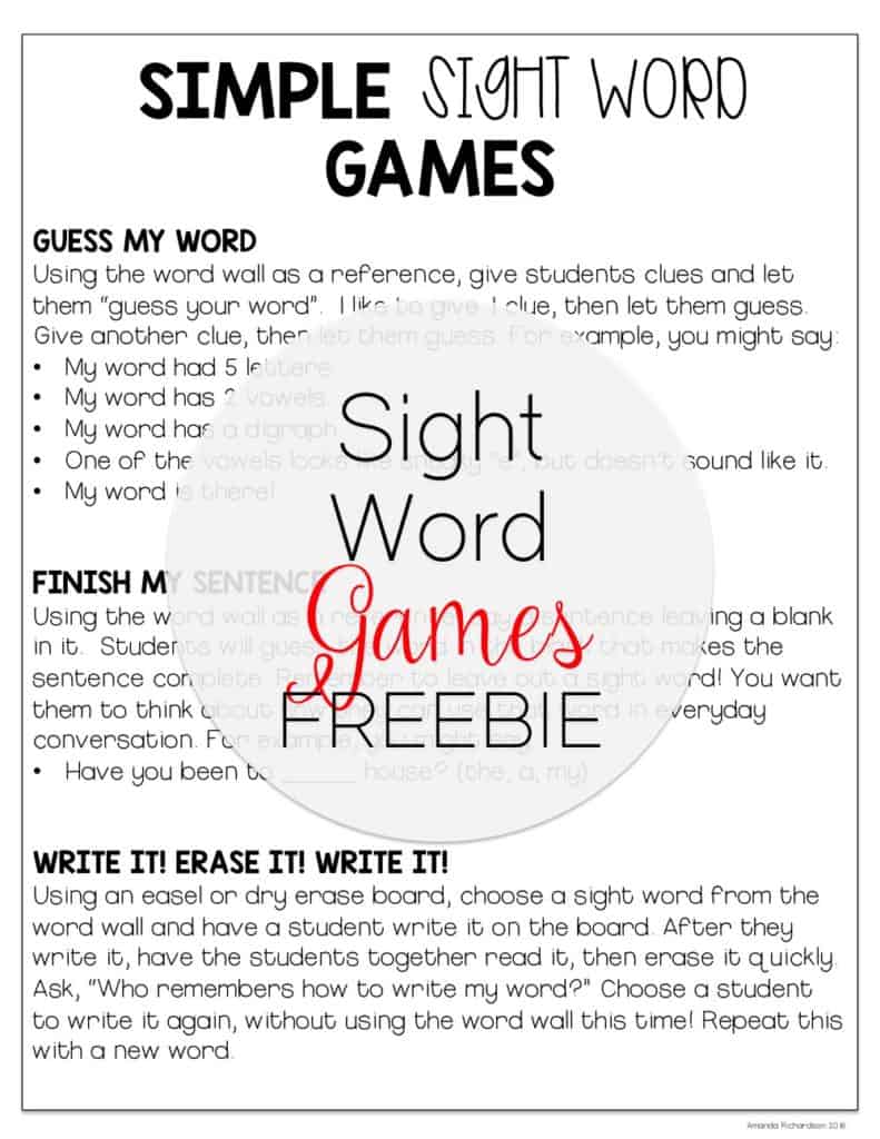 Looking for some sight word games to play using your word wall? These are 3 of our favorite games to play in our classroom! Check them out and grab this freebie so you can play in your room, too!