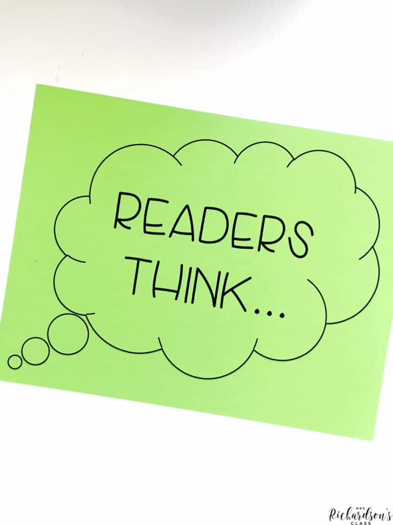 I love how this teacher uses this poster to hold up when she is doing an interactive read aloud to show her students that she os talking about her thinking, instead of read words that are on the pages of the book!