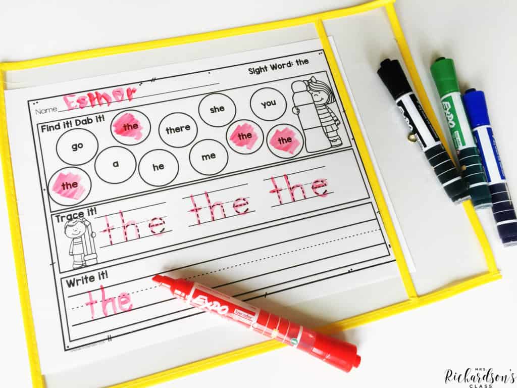 Use dry erase markers in the classroom to turn recording sheets or work station activities into re-useable pages. No more million copies!