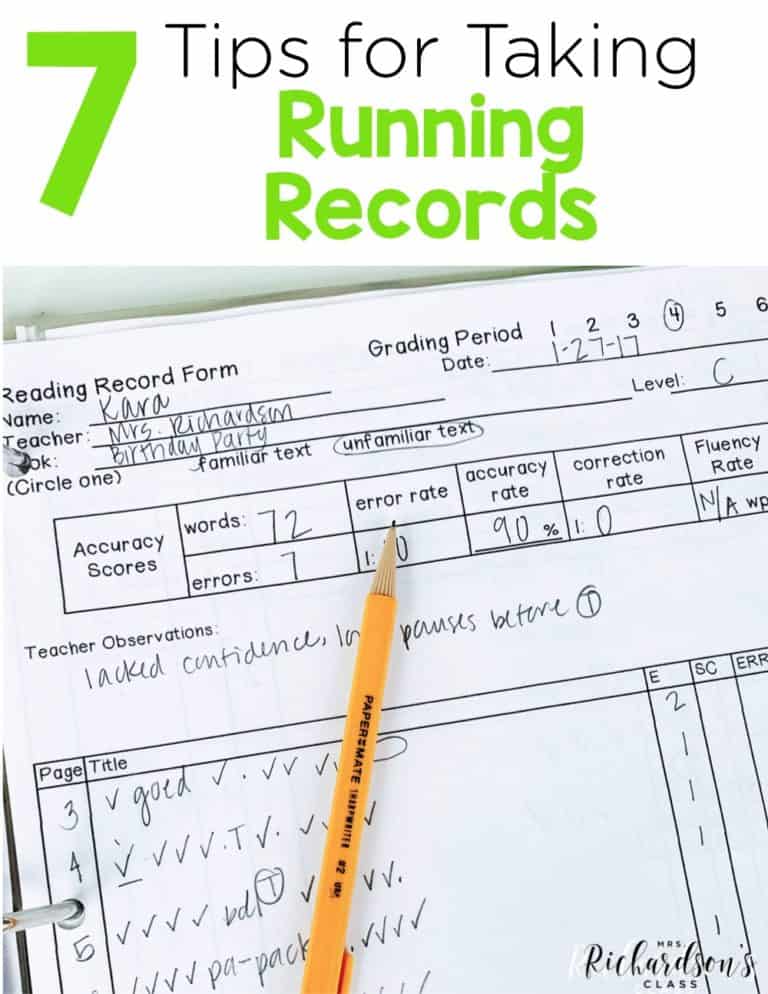 Are you ready to assess during guided reading? Are you uncertain of taking a running record? This blog post shared 7 tips for taking running records in your guided reading groups with elementary students.