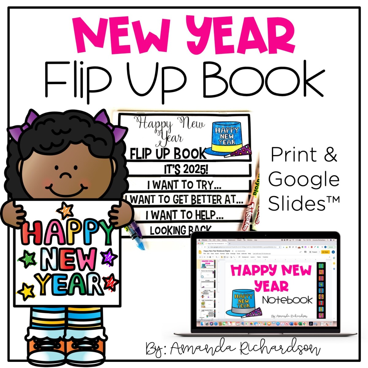 New Years 2025 Activities Flip Up Book