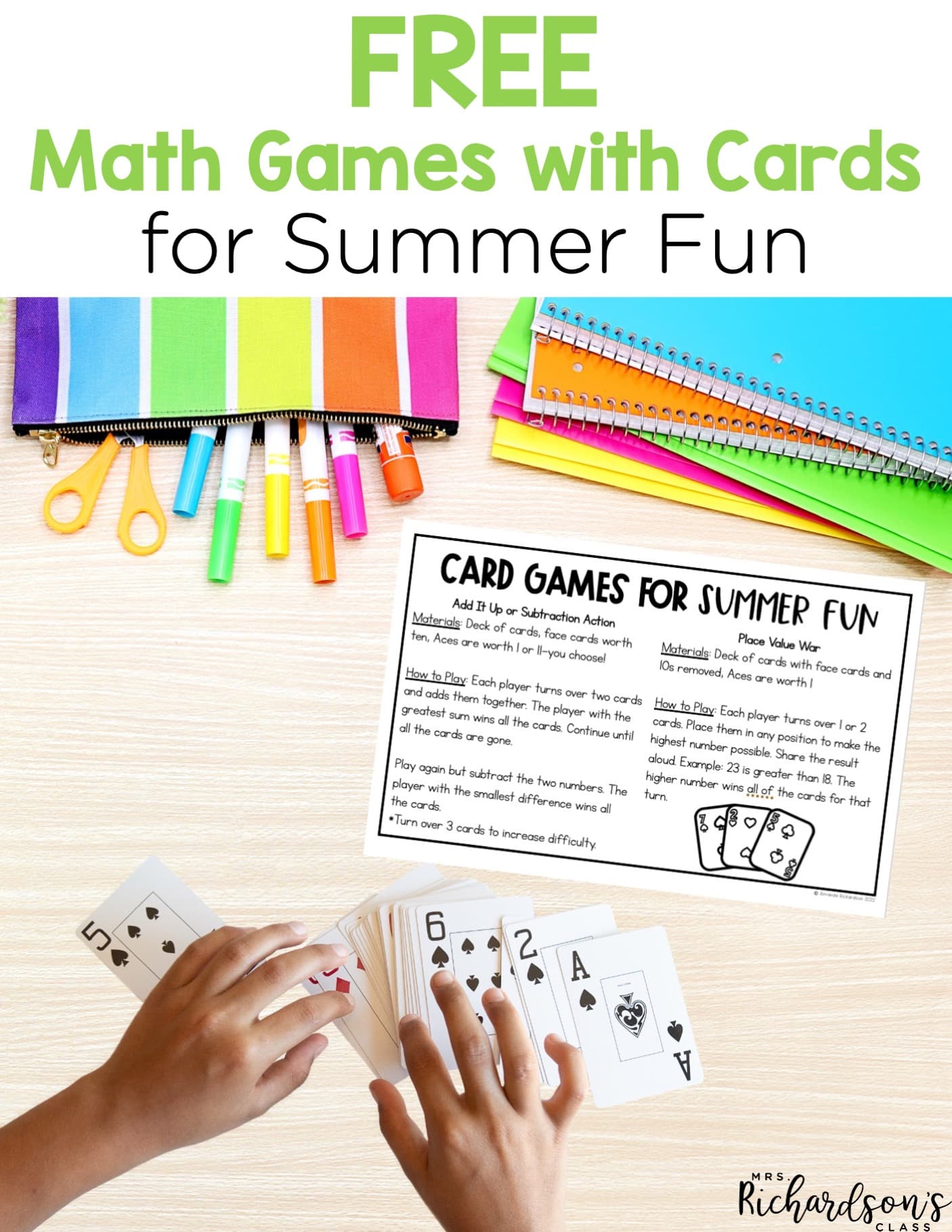 FREE Math Games with Cards for Summer Fun