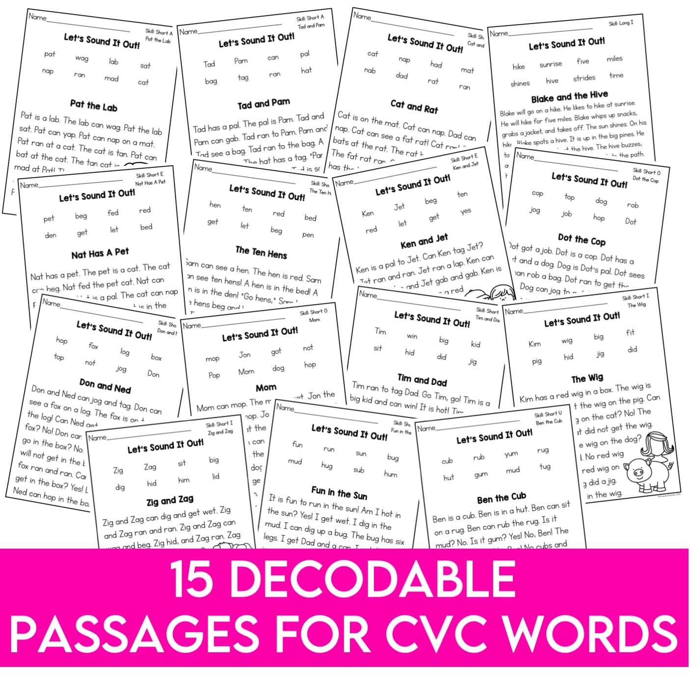 Reading Comprehension Worksheets - Let's Make CVC Words With Short A